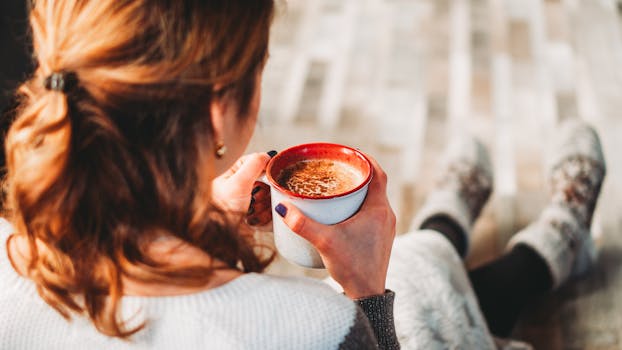 image of a person taking a break with a cup of coffee