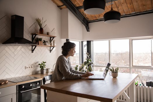 cozy remote workspace with plants