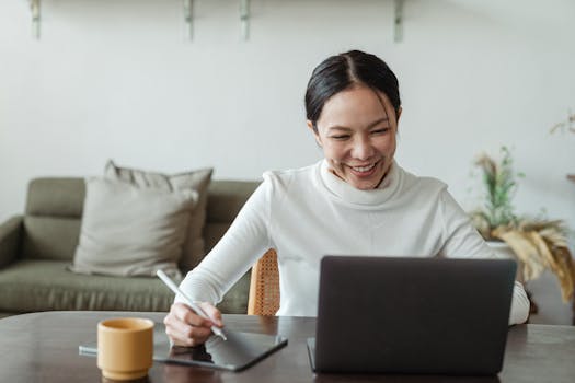 happy remote worker enjoying a break