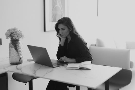 A focused remote worker in a designated workspace