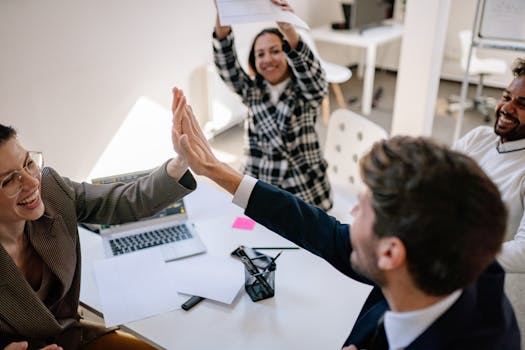 A happy remote team celebrating their success